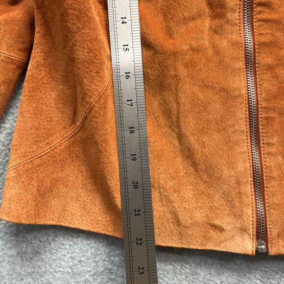 Clio Full Zip Suede Jacket 10 Orange Retro Rock Western Rodeo Cozy Chic Boho - Picture 6 of 12